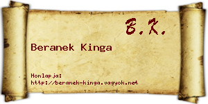 Beranek Kinga névjegykártya